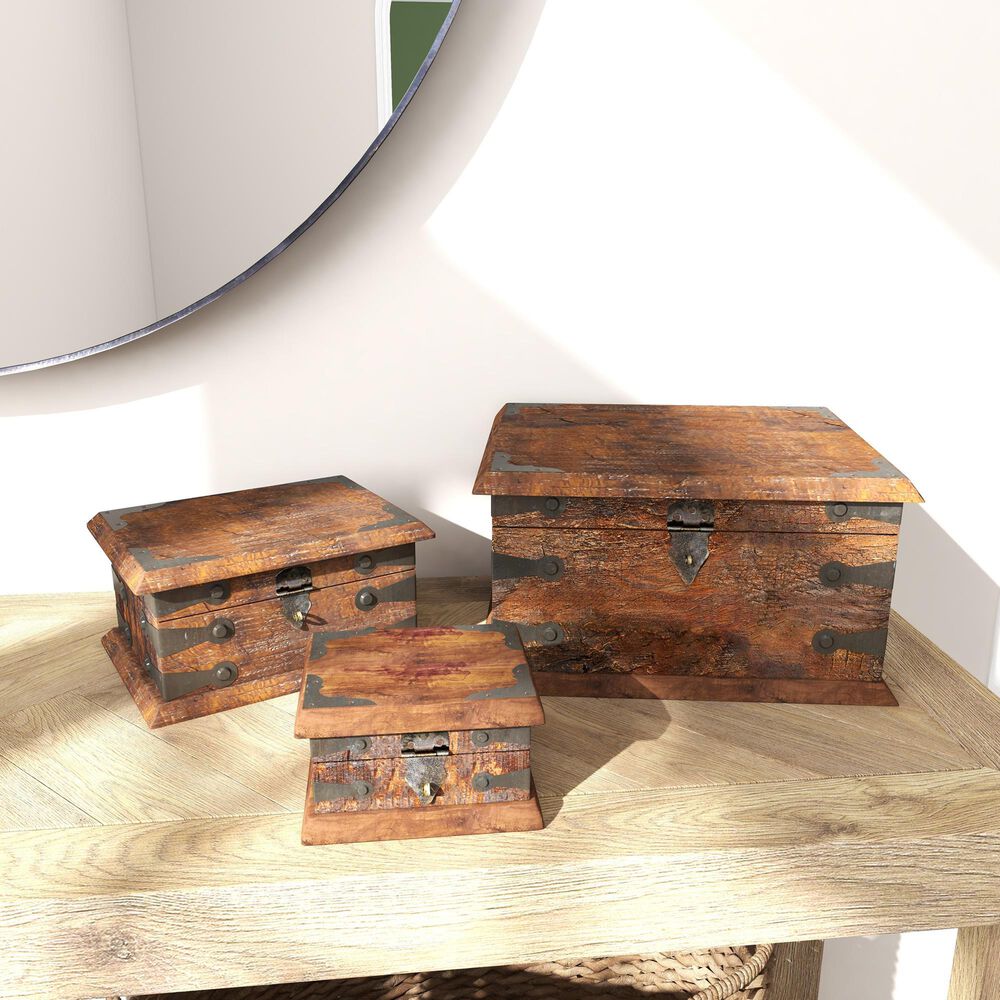 Maple and Jade Rustic Box in Dark Mocha Brown &#40;Set of 3&#41;, , large