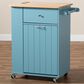 Baxton Studio Liona Kitchen Storage Cart in Sky Blue and Natural, , large