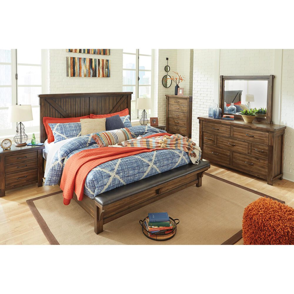 Signature Design by Ashley Lakeleigh Queen Panel Bed with Footboard Bench in Dark Brown, , large