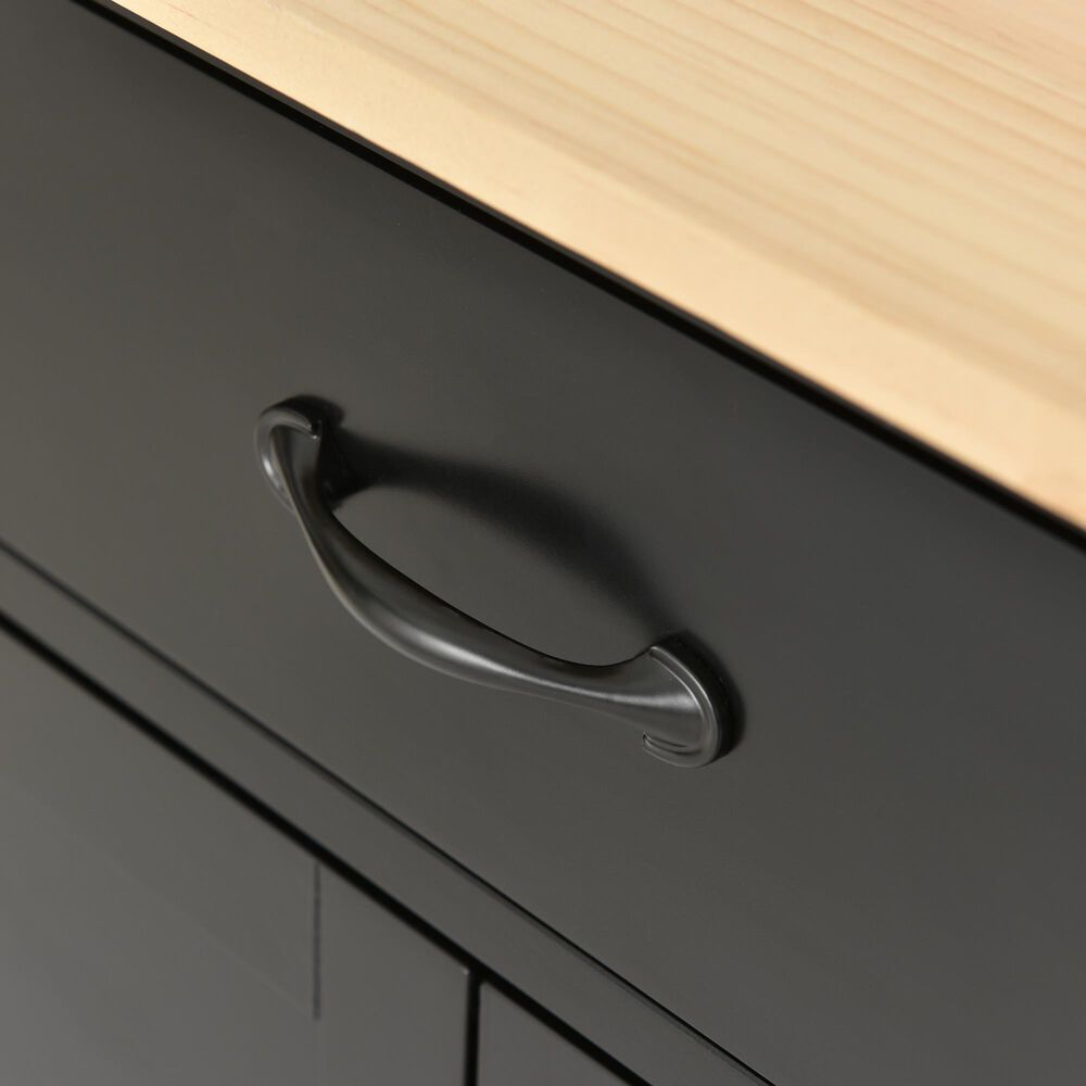 HOMLUX 54" Kitchen Island Cart with Solid Wood Top and Locking Wheels in Black, , large