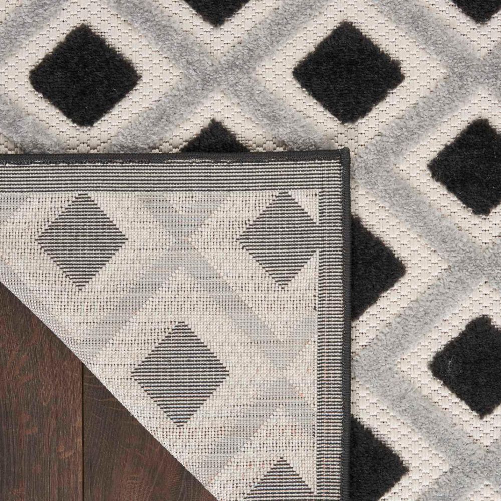 Nourison Aloha Geometric 2&#39; x 6&#39; Black and White Indoor/Outdoor Runner, , large
