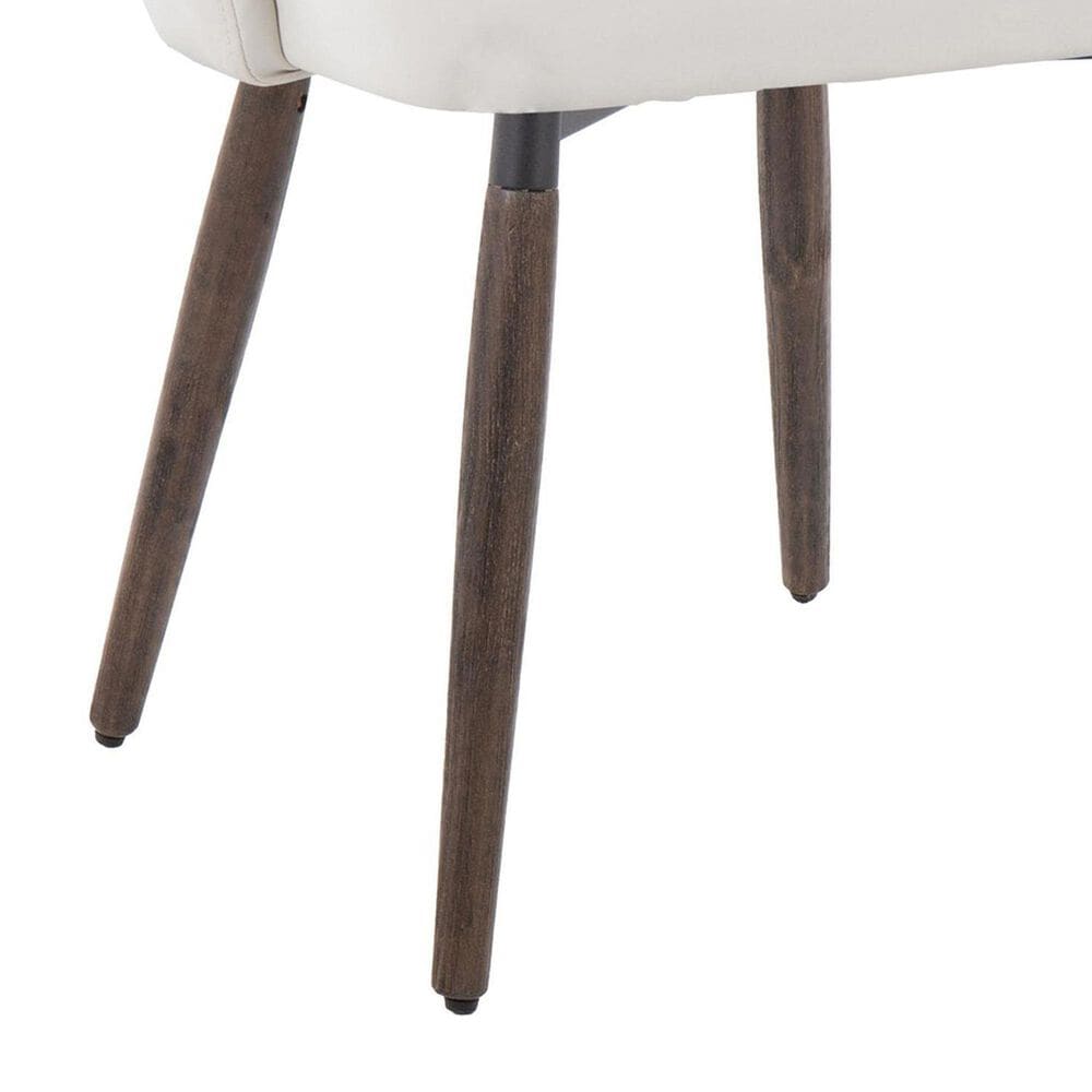 LumiSource York Side Chair with White Faux Leather Cushion in Dark Walnut (Set of 2), , large