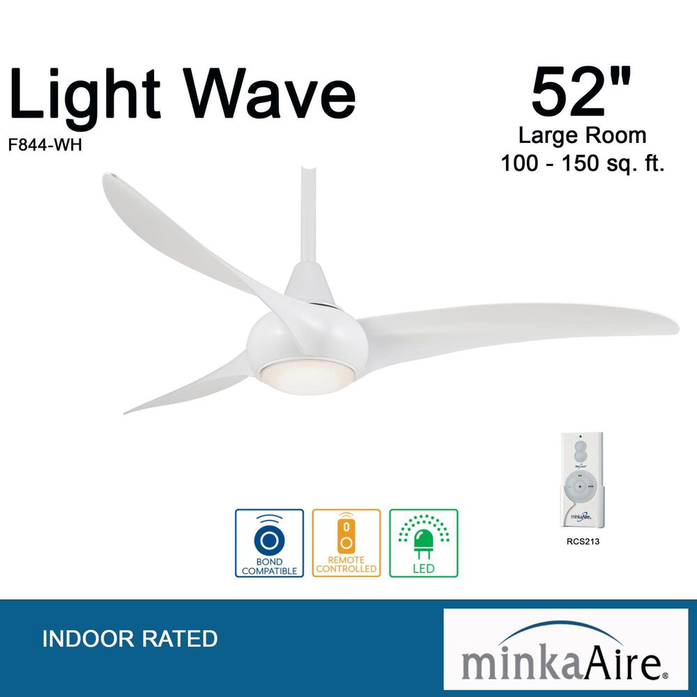 Minka-Aire Light Wave 52" Ceiling Fan with LED Light in White, , large