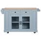 HOMLUX 54" Mobile Kitchen Island with Glass Door Storage in Grey and Blue, , large