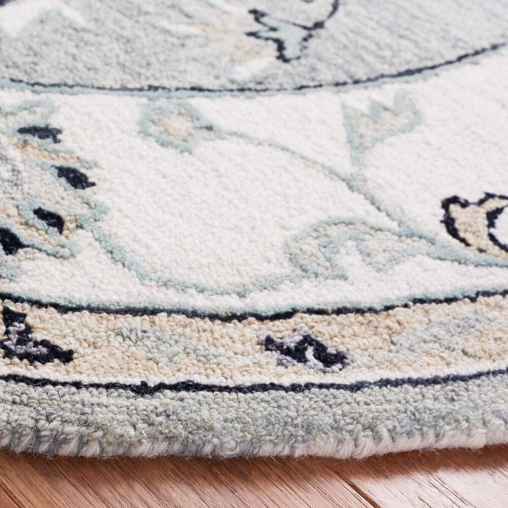 Safavieh Micro-Loop MLP384F 5&#39; Round Gray and Ivory Area Rug, , large