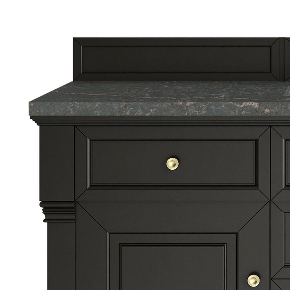 James Martin Vanities Brookfield 60" Single Bathroom Vanity in Black Onyx with 3 cm Parisien Bleu Quartz Top, Rectangle Sink and FreePower Wireless Charger, , large
