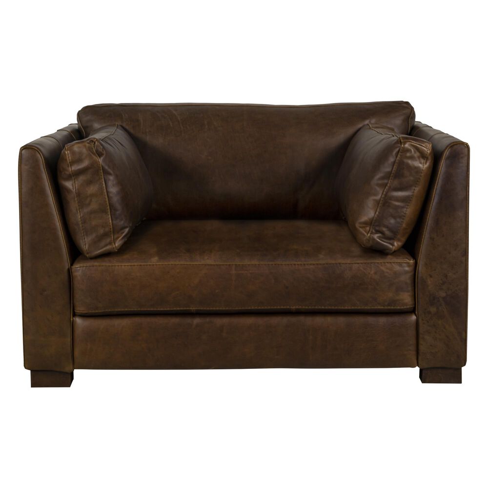 Softline Maxi Wide Leather Chair in Waco Cigar, , large