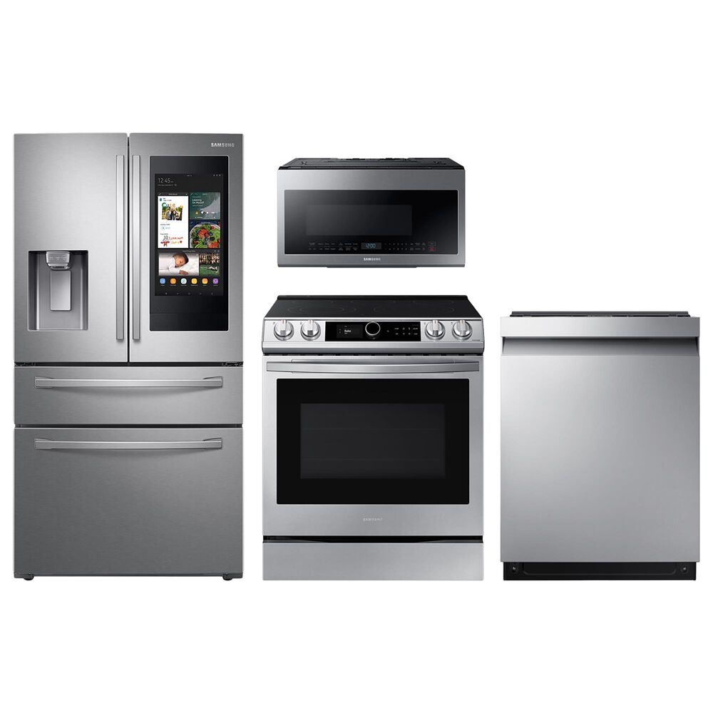 Samsung 4-Piece Kitchen Package with 22 Cu. Ft. 4-Door French Door and Pocket Handle Dishwasher in Stainless Steel, , large