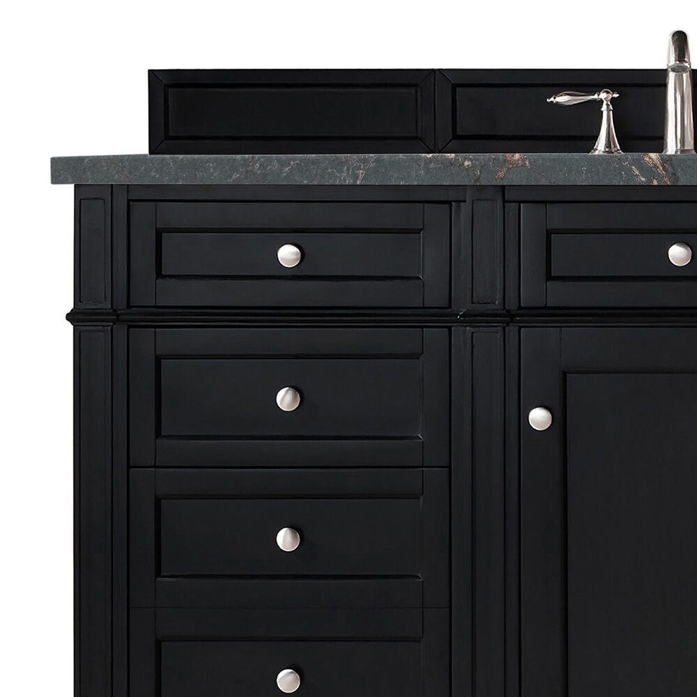 James Martin Vanities Brittany 60&quot; Single Bathroom Vanity in Black Onyx with 3 cm Parisien Bleu Quartz Top and Rectangular Sink, , large