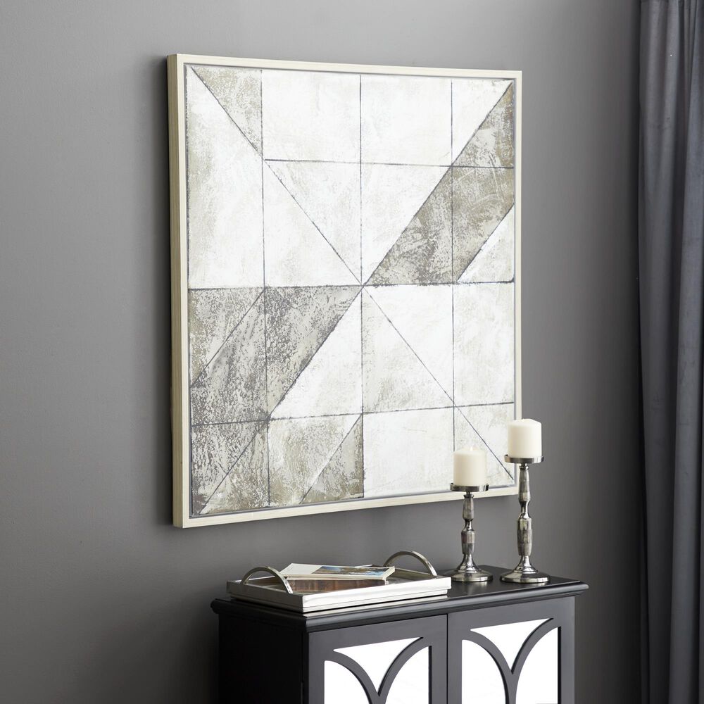 Maple and Jade 39&quot; x 39&quot; Abstract Wall Art in White, Taupe and Gray, , large