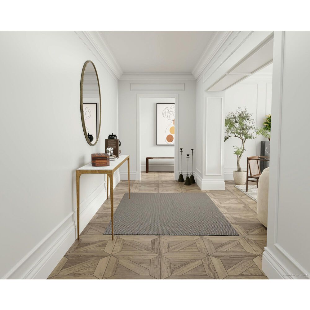 Nourison Courtyard Ivory and Charcoal 5&#39; x 7&#39; Indoor/Outdoor Area Rug, , large