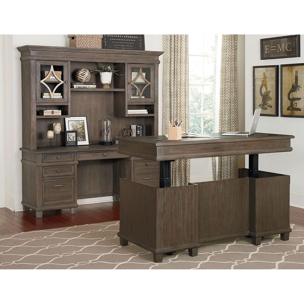 Wycliff Bay Carson Credenza Desk with Hutch in Weathered Dove, , large