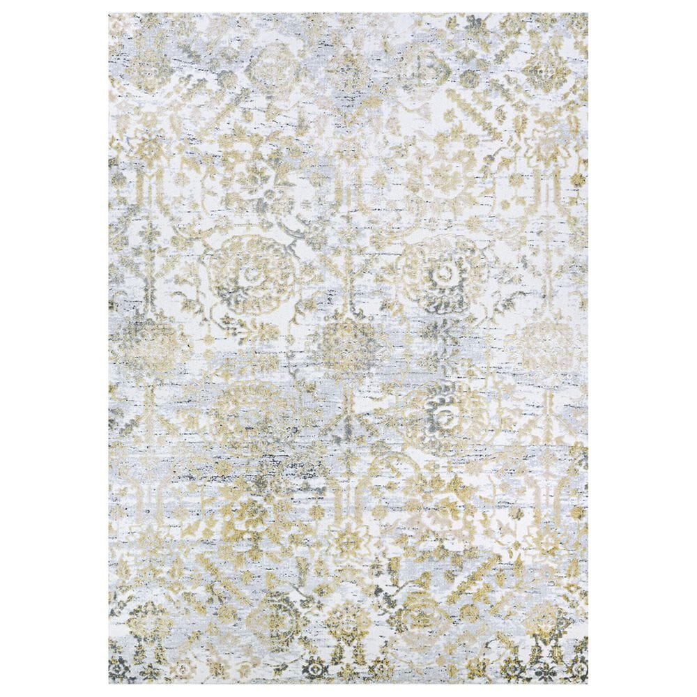 Couristan Calinda Marlowe 2" x 3" Gold, Silver and Ivory Area Rug, , large