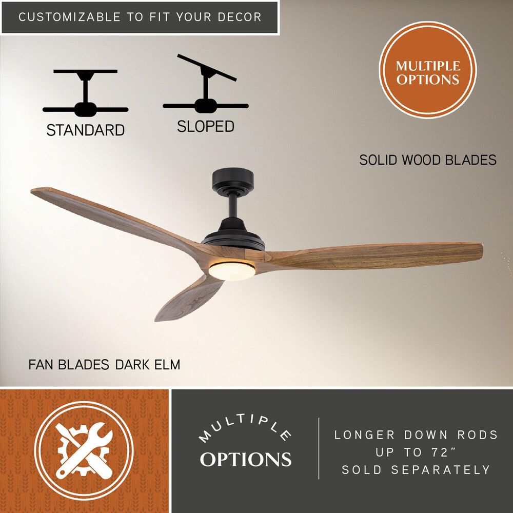 Vaxcel Niles 60" Integrated LED Ceiling Fan in Black, , large