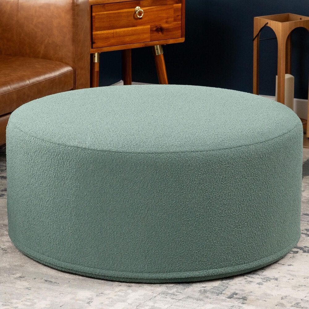 Jaxx Candler Boucle Fabric Ottoman in Green, , large