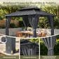 HOMLUX 10" x 12" Patio Hardtop Gazebo with Steel Posts in Dark Gray, , large