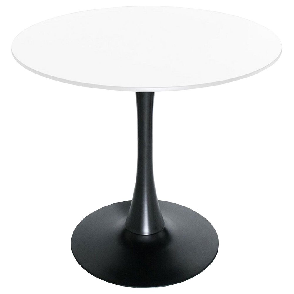 Leisuremod Bristol 27" Round Dining Table with MDF Top in Black and White - Table Only, , large