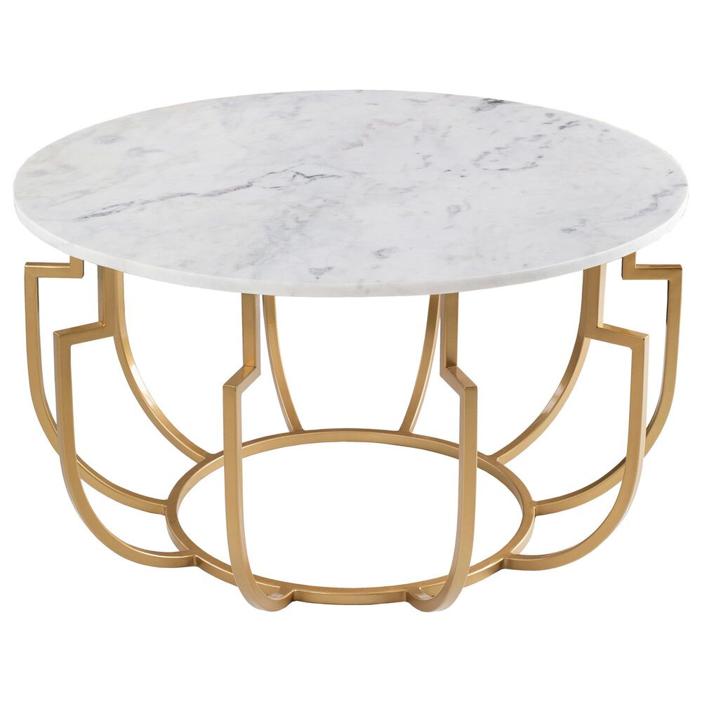 Surya Hendrix Coffee Table in Gold and White Marble, , large