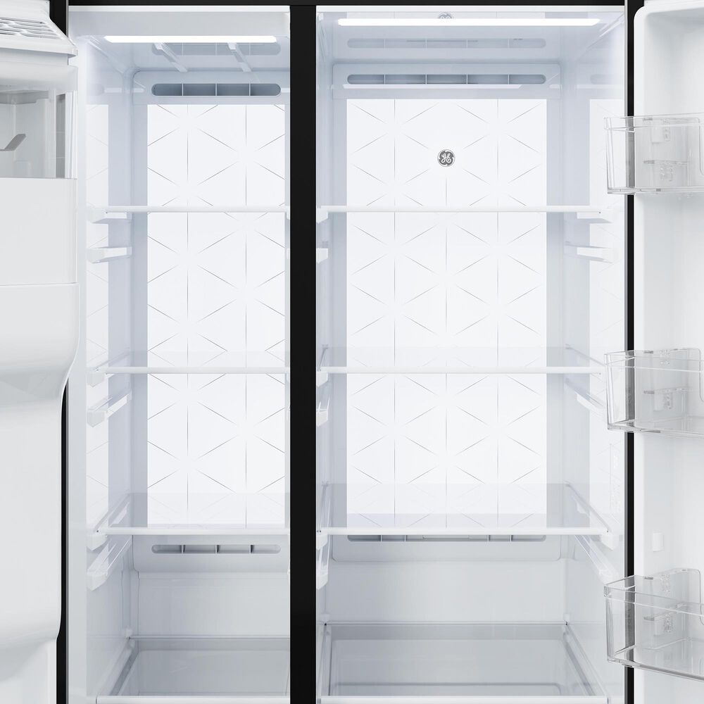 GE Appliances 24 Cu. Ft. Counter-Depth Side-By-Side Refrigerator with LED Light Wall in Fingerprint Resistant Stainless Steel, , large