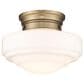 Golden Lighting Ingalls Semi-Flush with Vintage Milk Glass in Modern Brass, , large