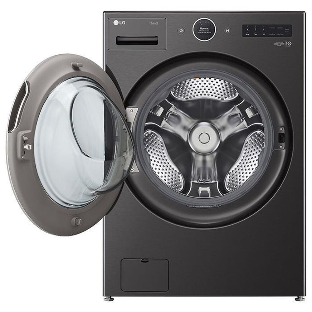 LG 5 Cu. Ft. Smart Front Load Washer with Pedestal in Black Steel, , large