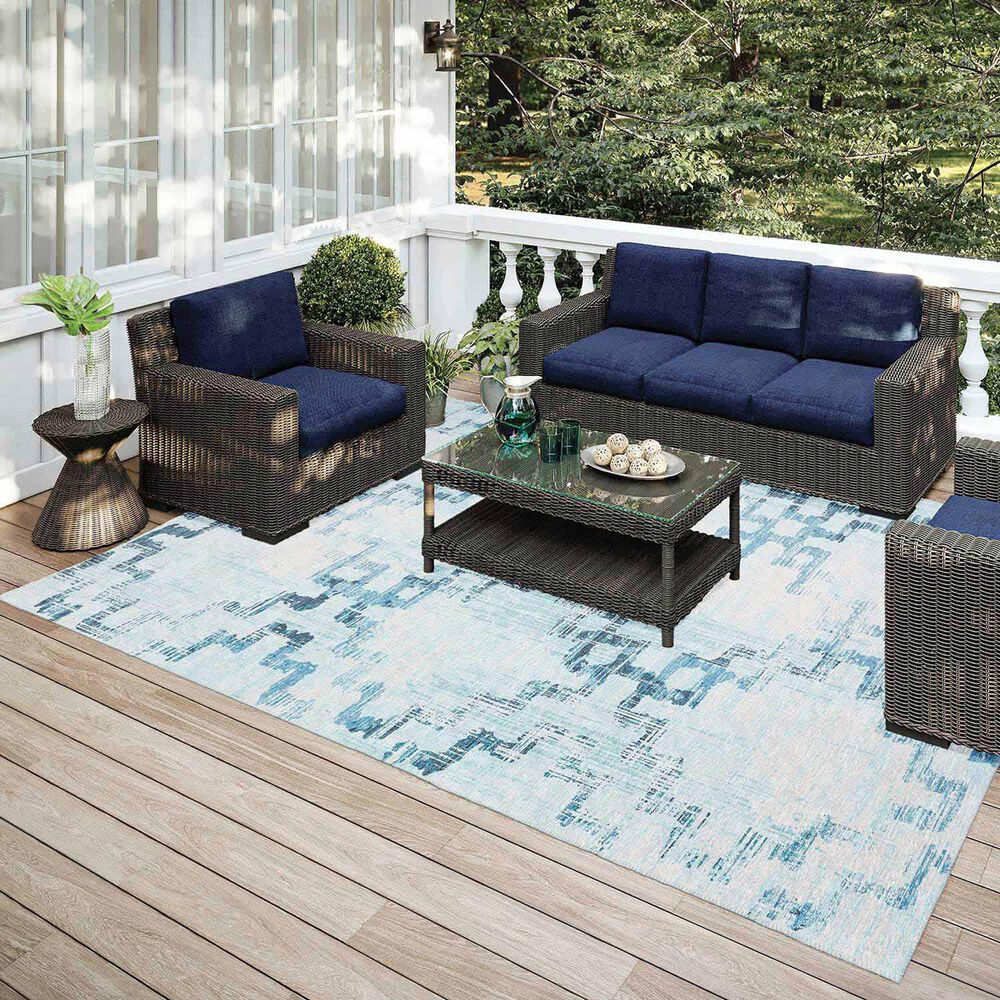 Dalyn Rug Company Sedona Geometric 8&#39; x 10&#39; Skydust Indoor/Outdoor Area Performance Rug, , large
