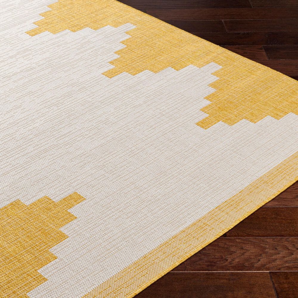 Surya Eagean EAG-2437 Mustard and Ivory 5&#39;3&quot; x 7&#39;7&quot; Indoor/Outdoor Area Rug, , large