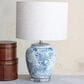 Teak Interiors Dapper Home Hand-Painted Ceramic Table Lamp with Linen Shade, Inline Switch in Blue and White, , large