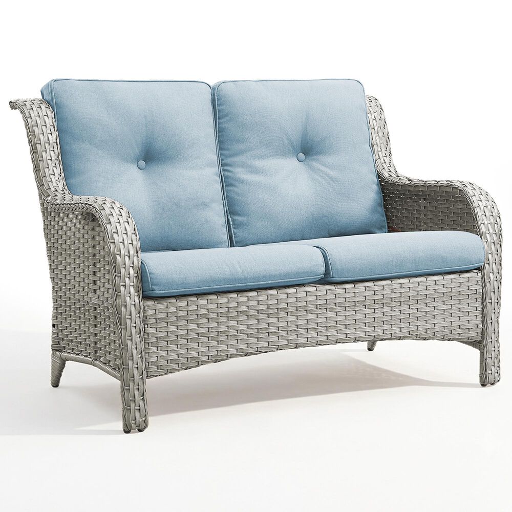 Sunwell Garden Patio Loveseat with Grayish White Frame in Blue, , large