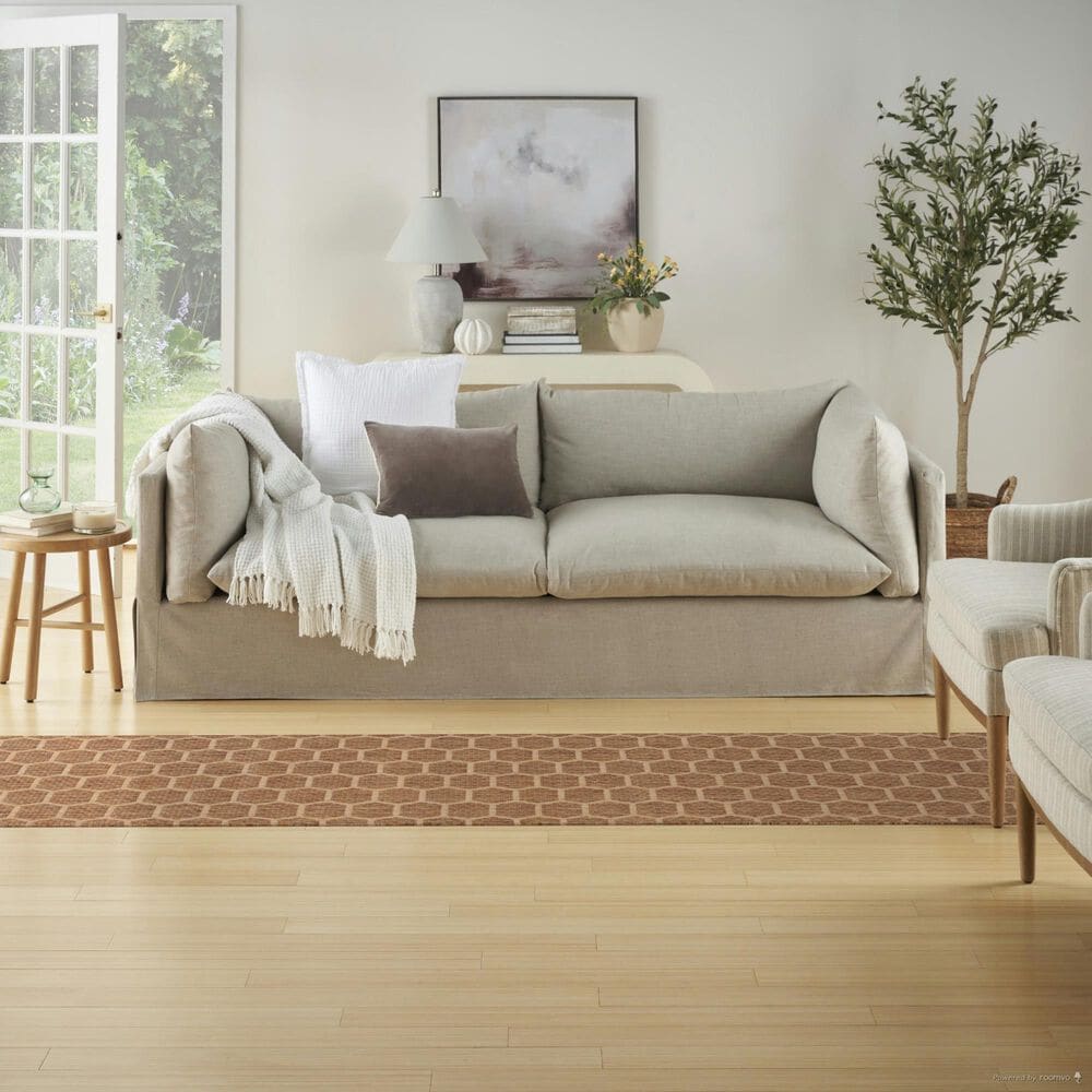 Nourison Twist Reversible 2&#39;2&quot; x 12&#39; Natural Indoor/Outdoor Runner, , large