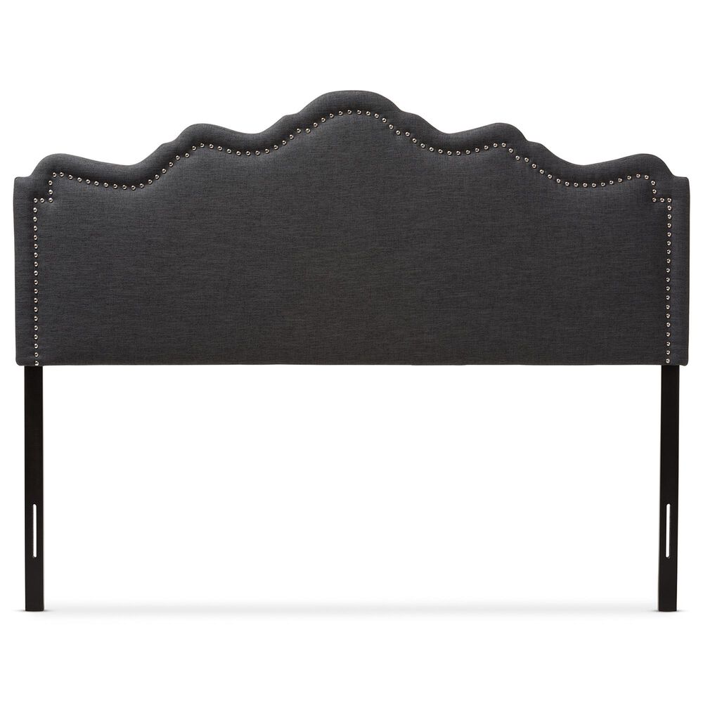 Baxton Studio Nadeen Queen Upholstered Headboard in Dark Grey, , large