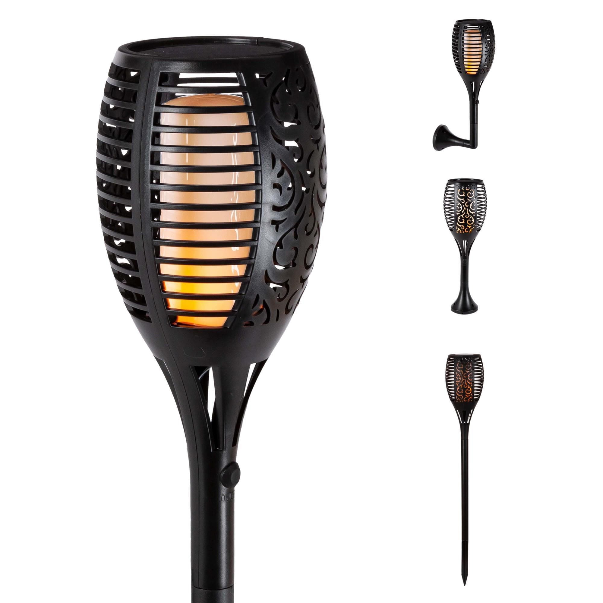 The Gerson Company Solar Torch Outdoor Wall Lantern in Black NFM