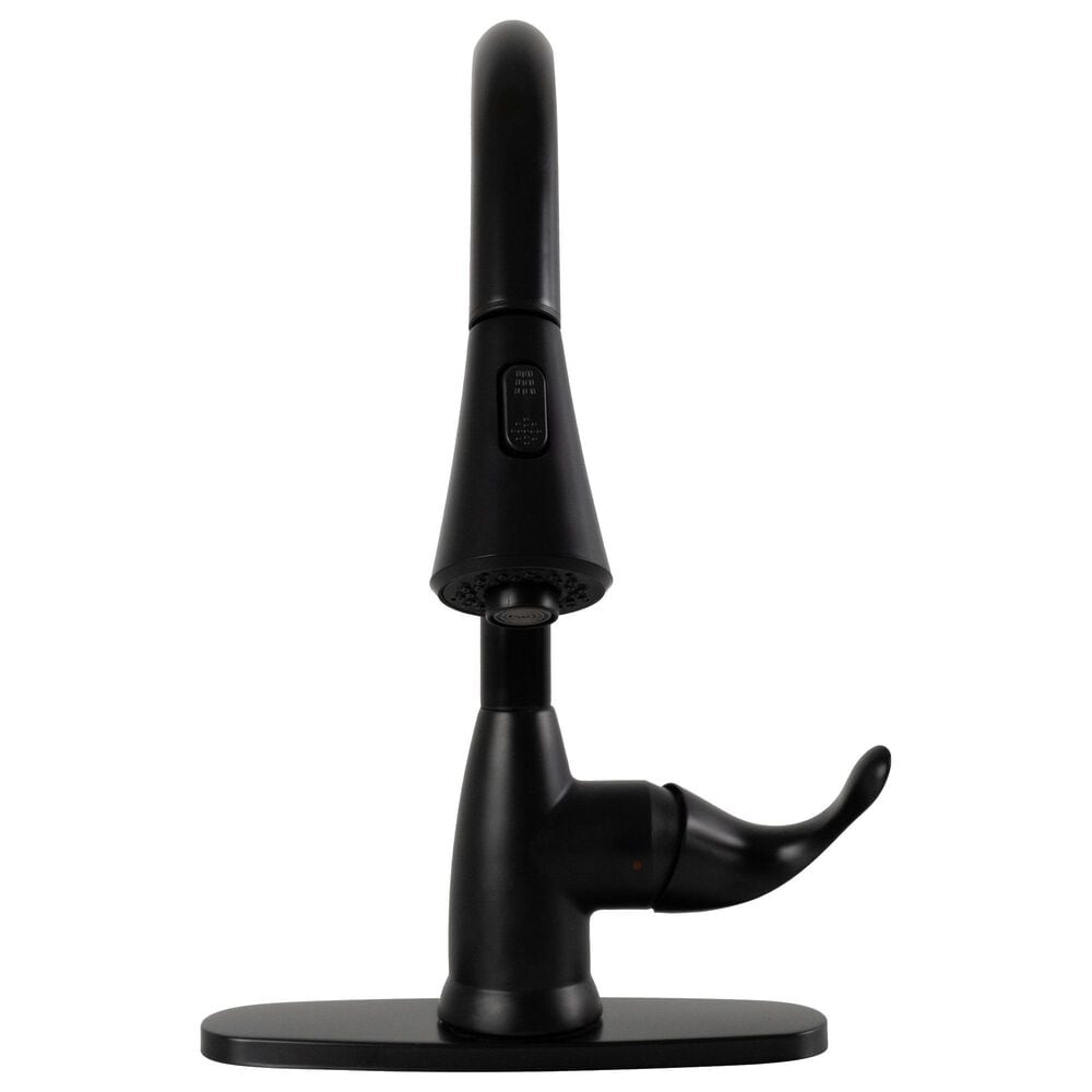 MS International AcquaLuxe Curved Pull-Down Sprayer Kitchen Sink Faucet with Deckplate in Matte Black, , large