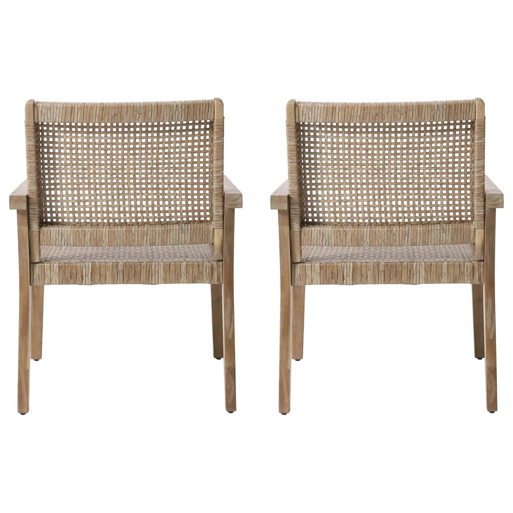 Hearth and Haven Outdoor Wood and Flat Wicker Club Chair in Light Brown (Set of 2), , large