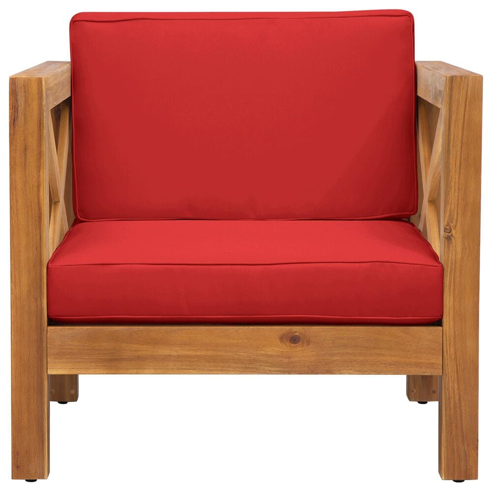 Hearth and Haven Brava Outdoor Club Chair with Cross-Back Design in Red, , large
