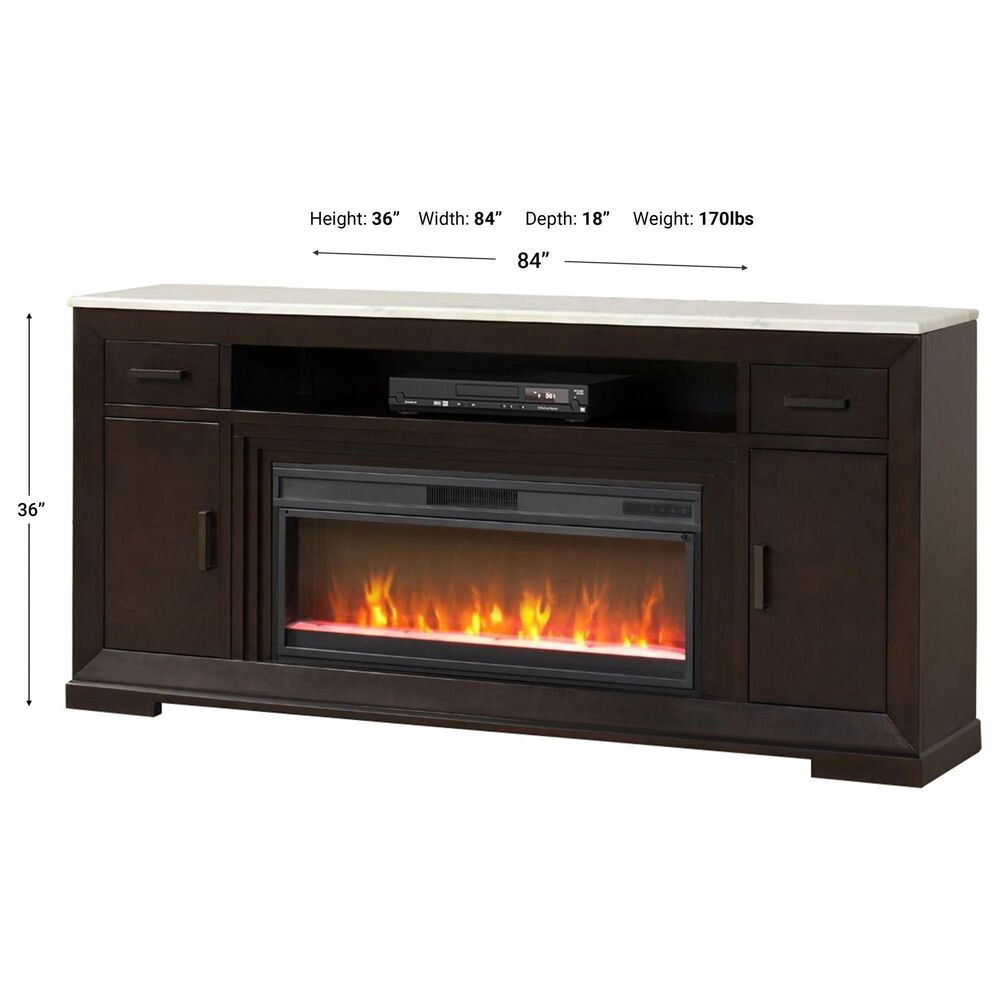 A Plus International Avalon 84&quot; Fireplace TV Stand in Chestnut and White, , large