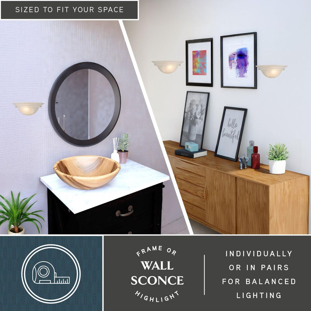Vaxcel Babylon 1-Light Half Moon Wall Sconce with White Alabaster Glass, , large
