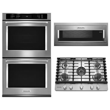 Whirlpool 3-Piece Kitchen Package with 30" Built-In Convection Double Wall Oven and 14" Microwave in Stainless Steel, , large
