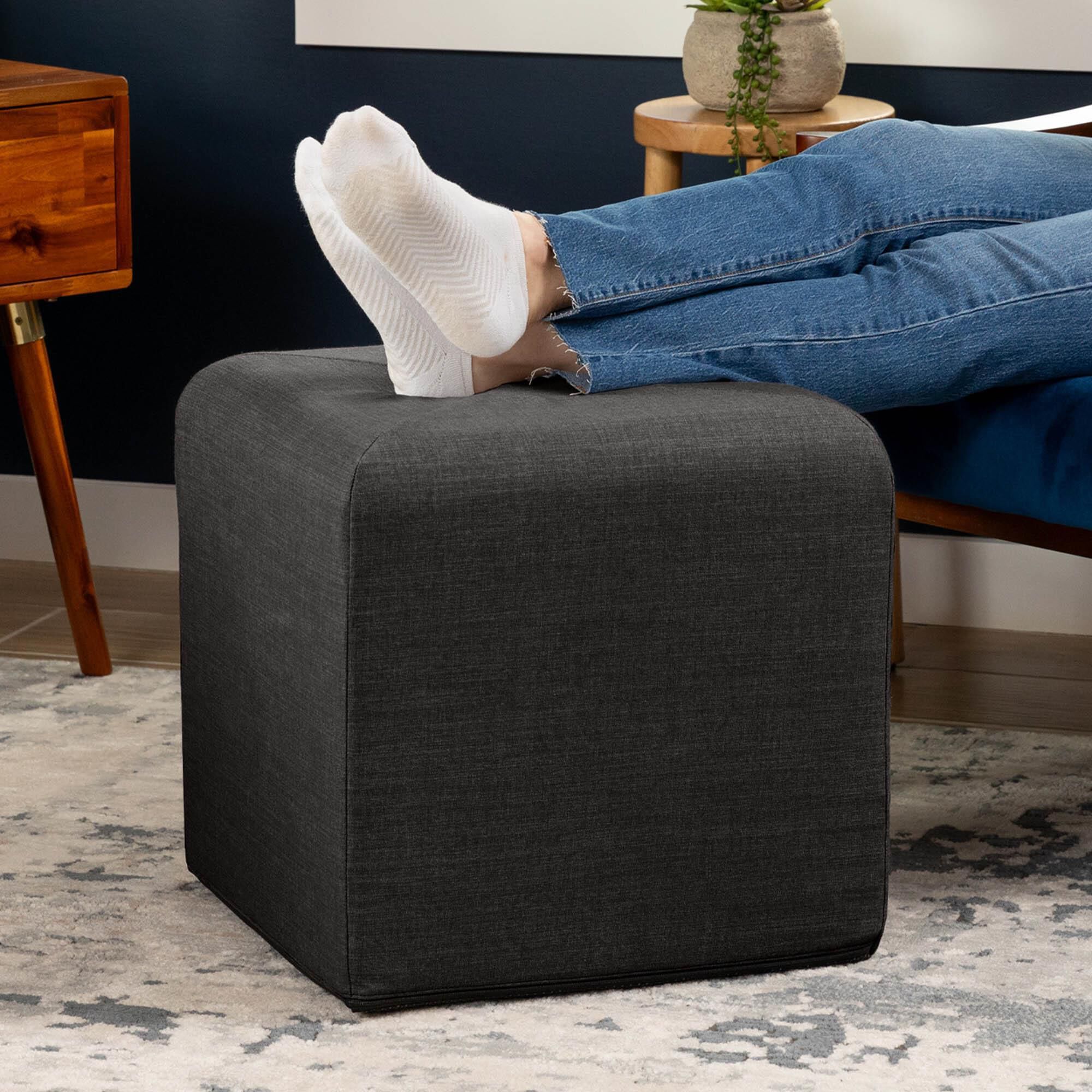 Jaxx Monroe Small Ottoman in Ebony