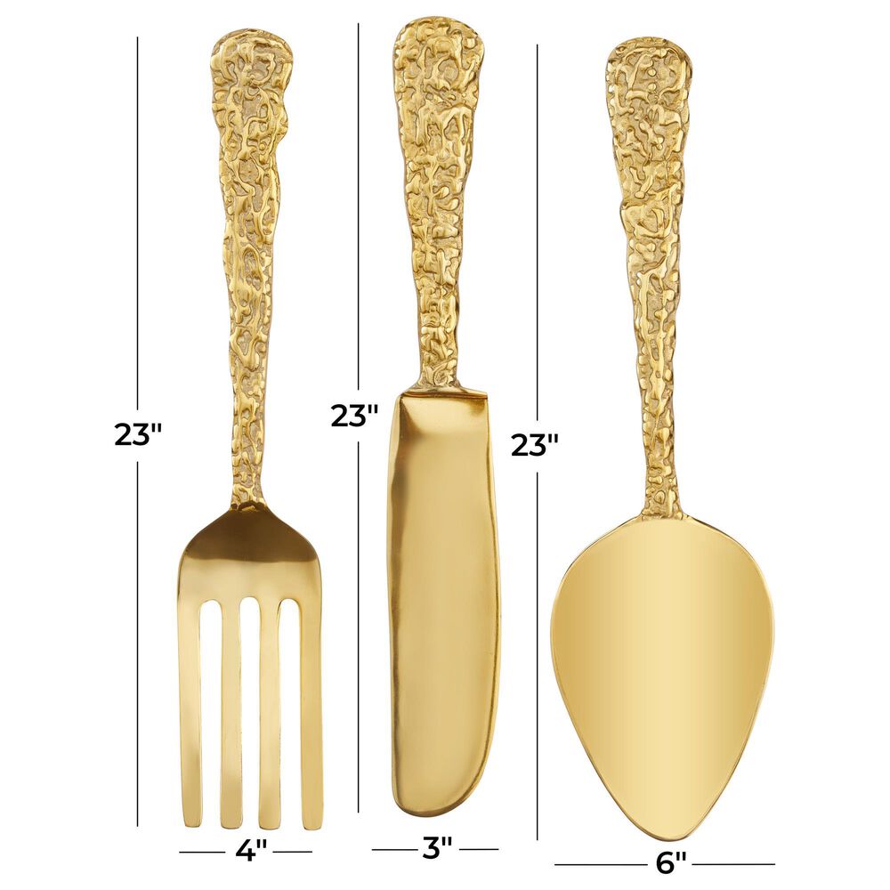 Maple and Jade 23&quot; x 6&quot; Wall Decor in Gold &#40;Set of 3&#41;, , large