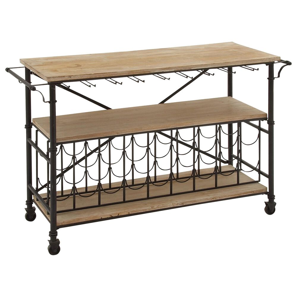 Maple and Jade Industrial Standing Wine Rack in Brown and Black, , large