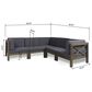 Noble House Brava 5-Piece Patio Sectional Set in Dark Gray, , large