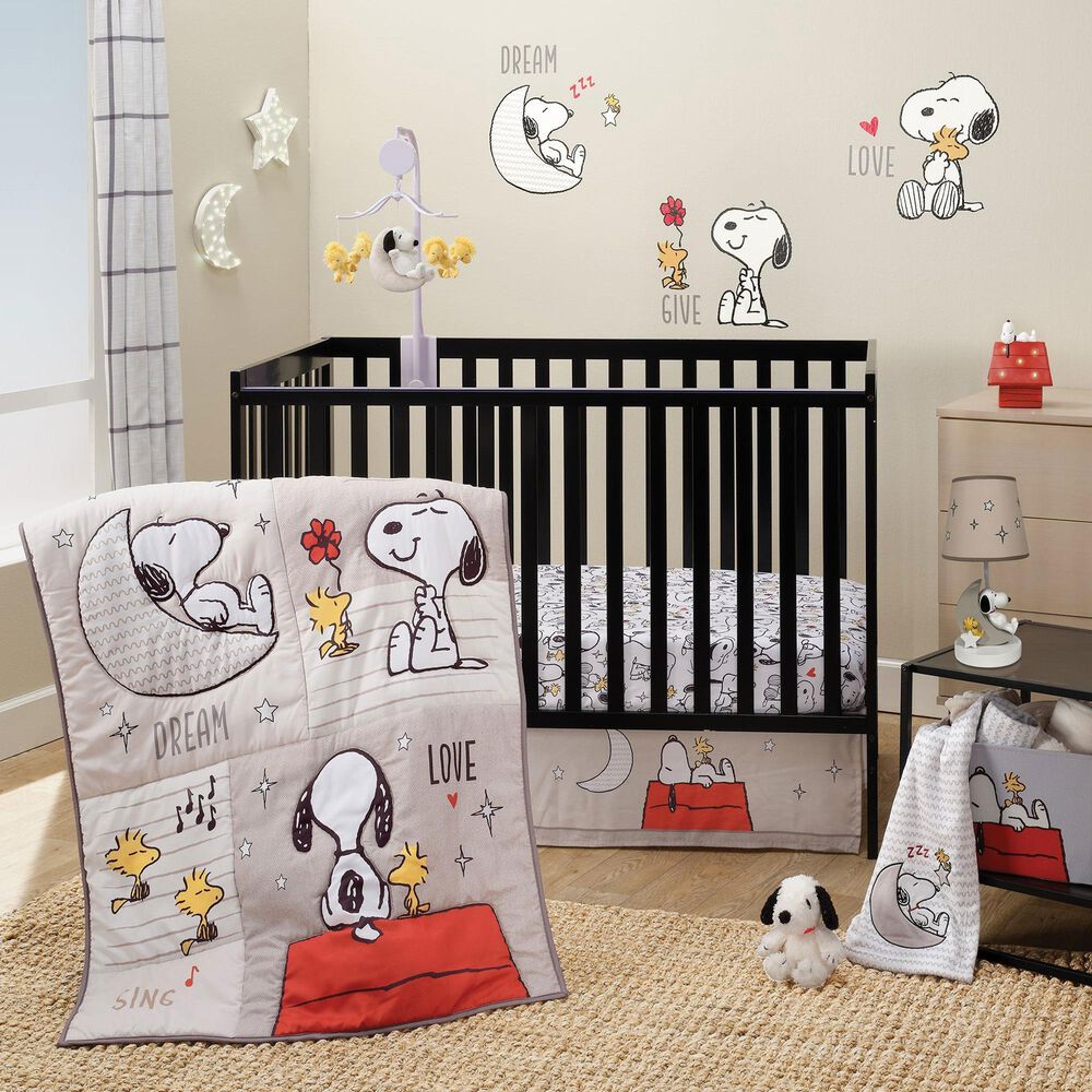 Lambs and Ivy Snoopy Love Table Lamp with Shade and Bulb in White, , large