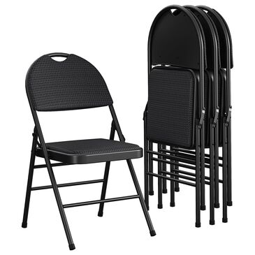 DHP XL Comfort Fabric Seat and Back Folding Chair in Black (Set of 4), , large