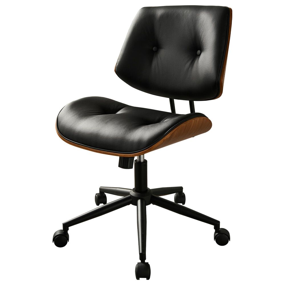HOMLUX Ergonomic Swivel Office Chair with Button-Tufted Cushion in Black, , large