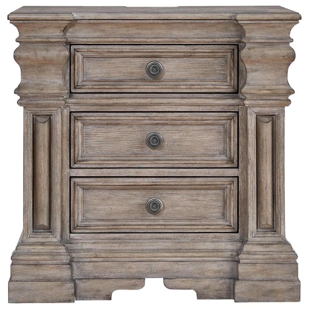 Millenium Blairhurs King Panel Bed and 2-Nightstand in Light Grayish Brown with Lights and USB Ports, , large