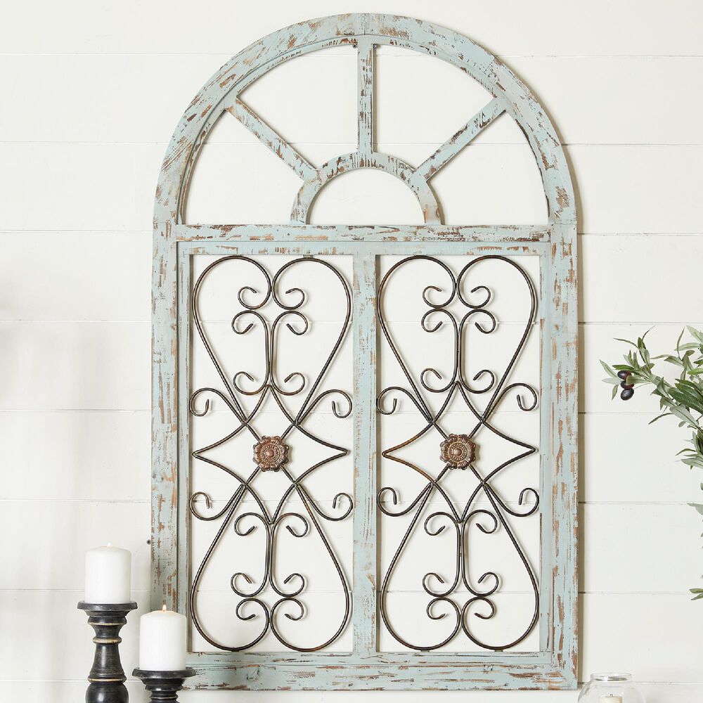 Maple and Jade 45&quot; x 28&quot; Wall Decor in Distressed White and Brown, , large