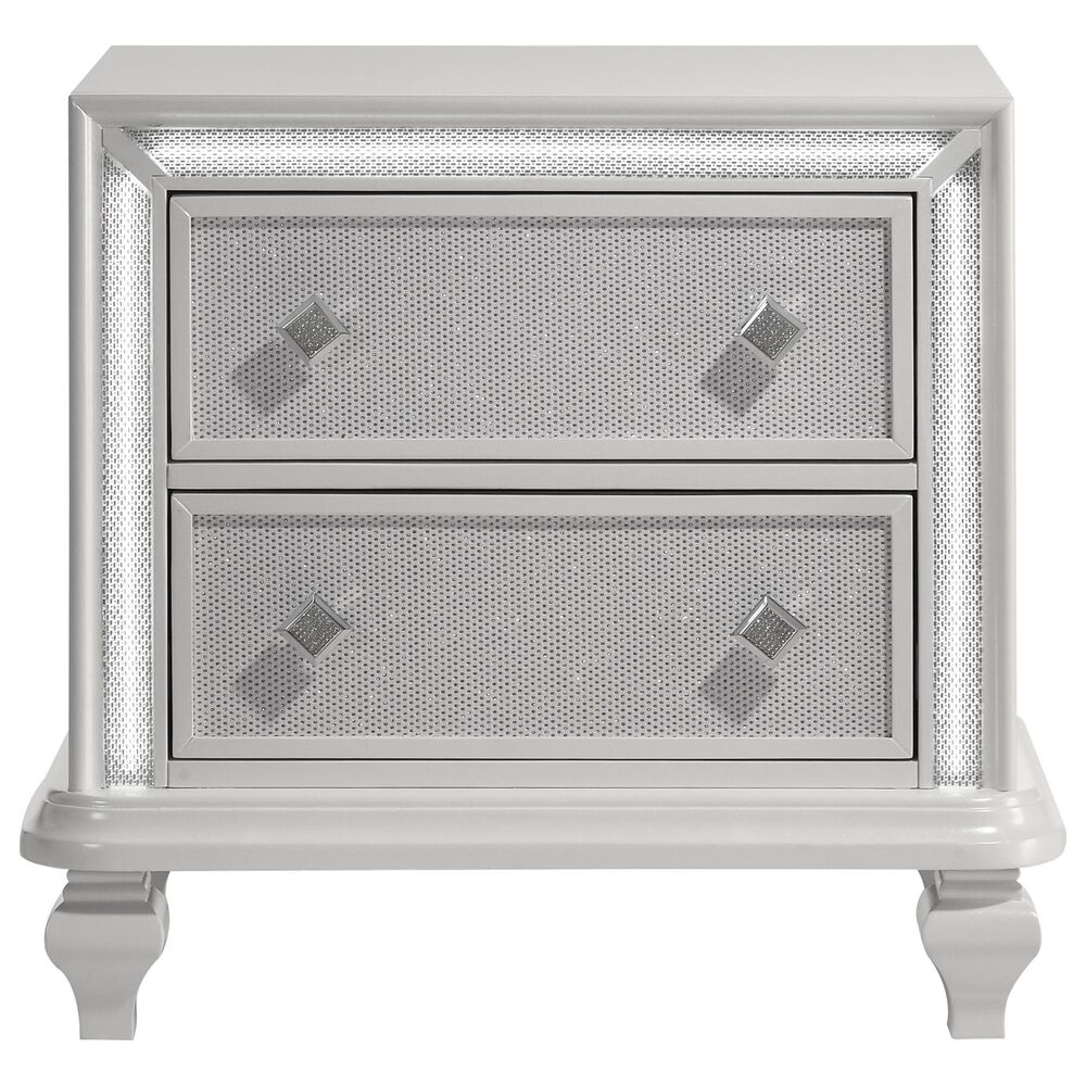 New Heritage Design Stardust 4-Piece Queen Bedroom Set in White and Silver, , large