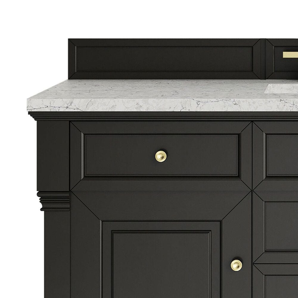 James Martin Vanities Brookfield 60" Single Bathroom Vanity in Black Onyx with 3 cm Eternal Jasmine Pearl Quartz Top, Rectangle Sink and FreePower Wireless Charger, , large