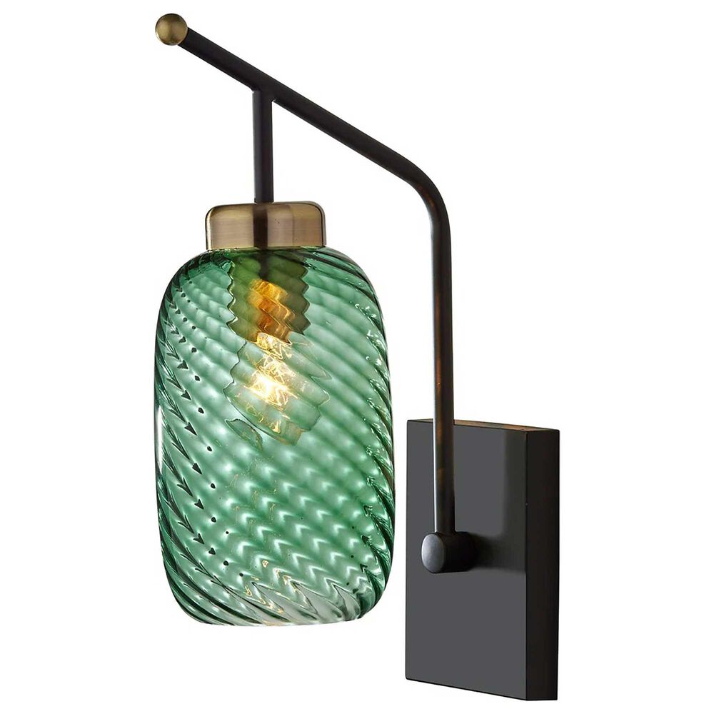 Adesso Derrick 1-Light Wall Lamp in Black and Antique Brass, , large